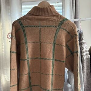 Lumiere Tan and Green Plaid Sweater